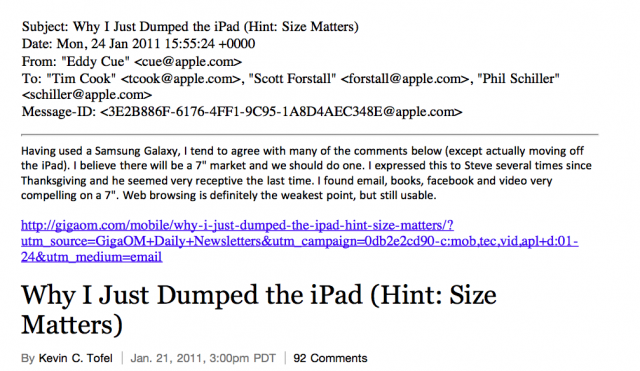 Angebliches Beweis-Mail: Steve Jobs dann doch für iPad Mini